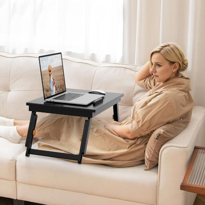 Versatile Adjustable Bamboo Laptop Lap Tray with Tilting Top for Ultimate Comfort
