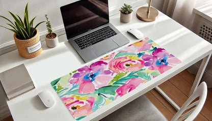 Elegant Pink Floral Large Mouse Pad - XL Desk Mat for Office & School, Perfect Gift for Women & Girls, Stylish Laptop & Keyboard Protector