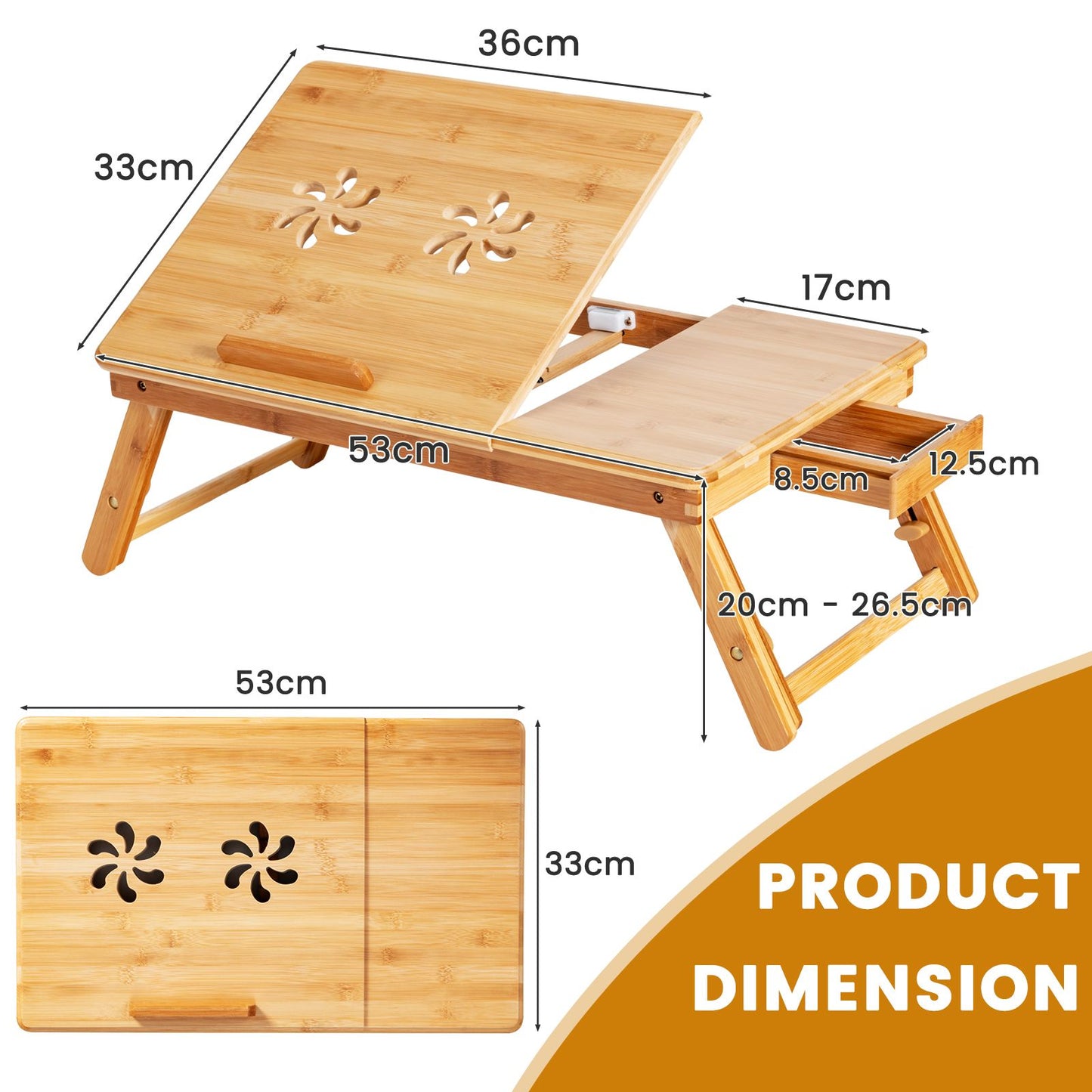 Versatile Adjustable Bamboo Laptop Lap Tray with Tilting Top for Ultimate Comfort