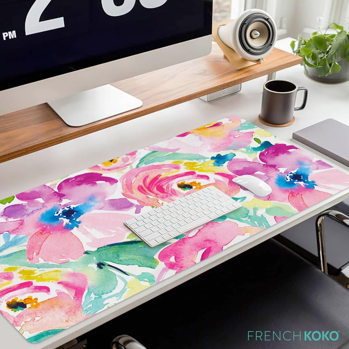 Elegant Pink Floral Large Mouse Pad - XL Desk Mat for Office & School, Perfect Gift for Women & Girls, Stylish Laptop & Keyboard Protector