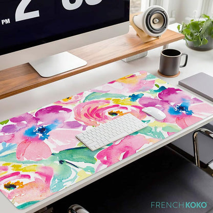 Elegant Pink Floral Large Mouse Pad - XL Desk Mat for Office & School, Perfect Gift for Women & Girls, Stylish Laptop & Keyboard Protector