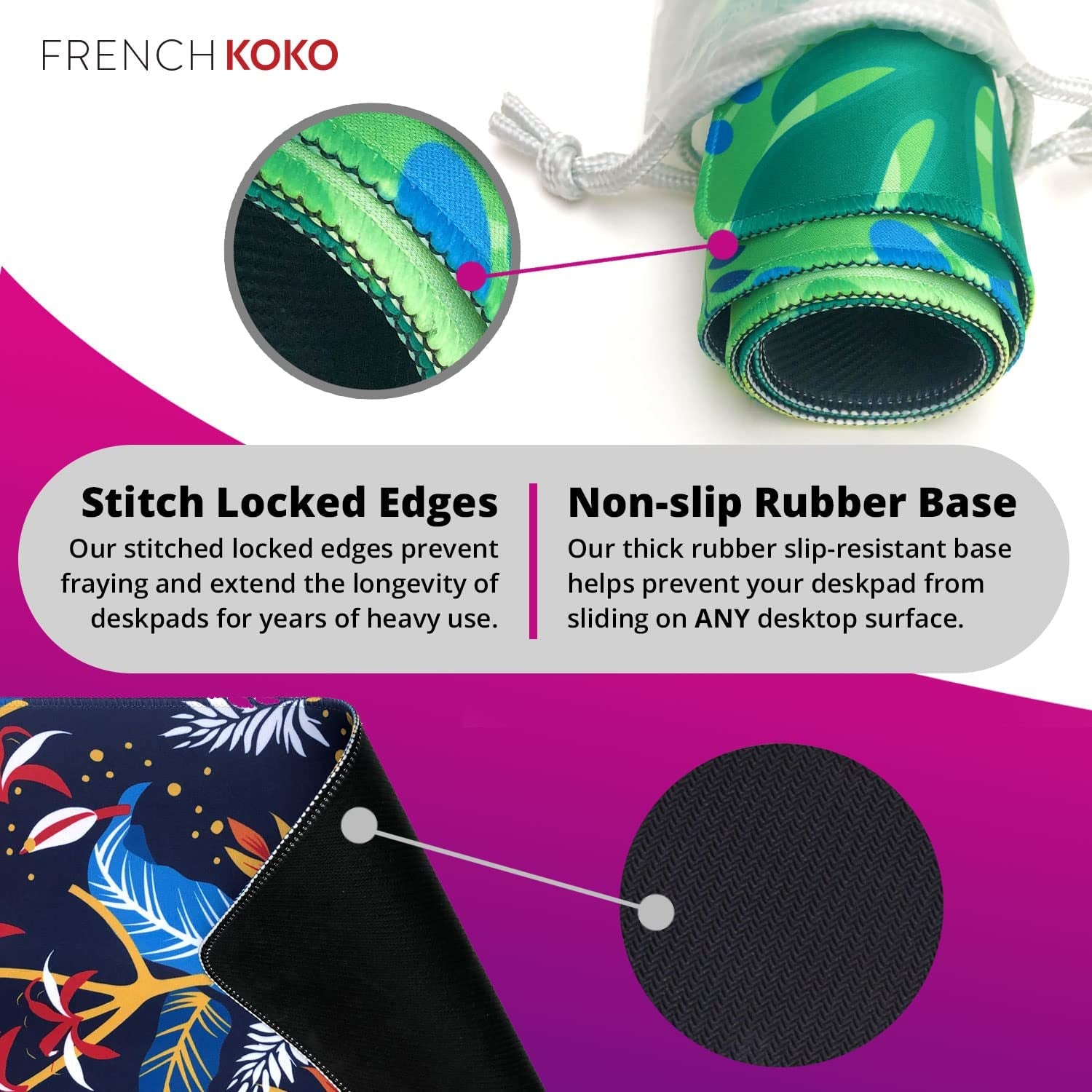 Elegant Pink Floral Large Mouse Pad - XL Desk Mat for Office & School, Perfect Gift for Women & Girls, Stylish Laptop & Keyboard Protector