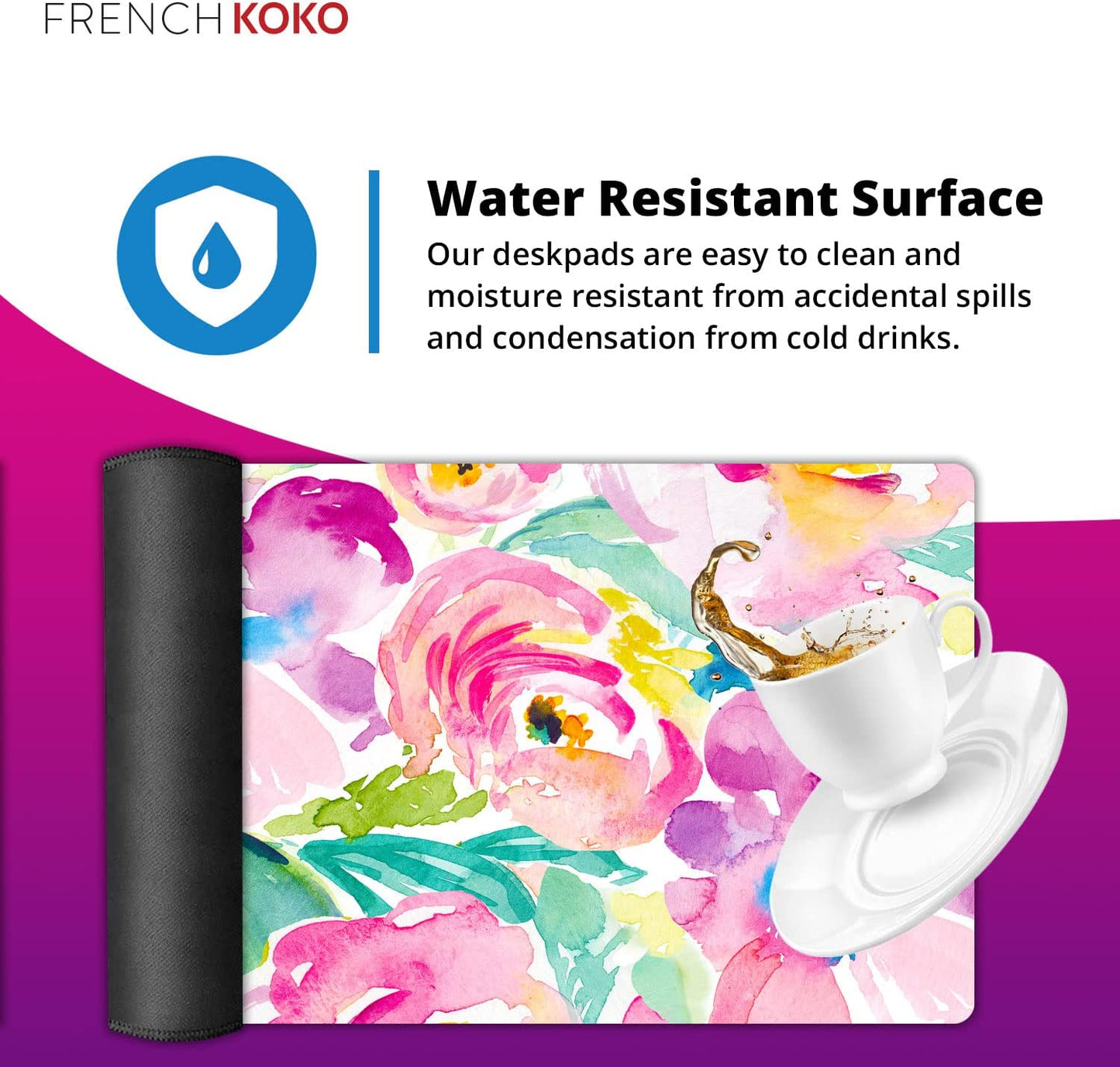 Elegant Pink Floral Large Mouse Pad - XL Desk Mat for Office & School, Perfect Gift for Women & Girls, Stylish Laptop & Keyboard Protector