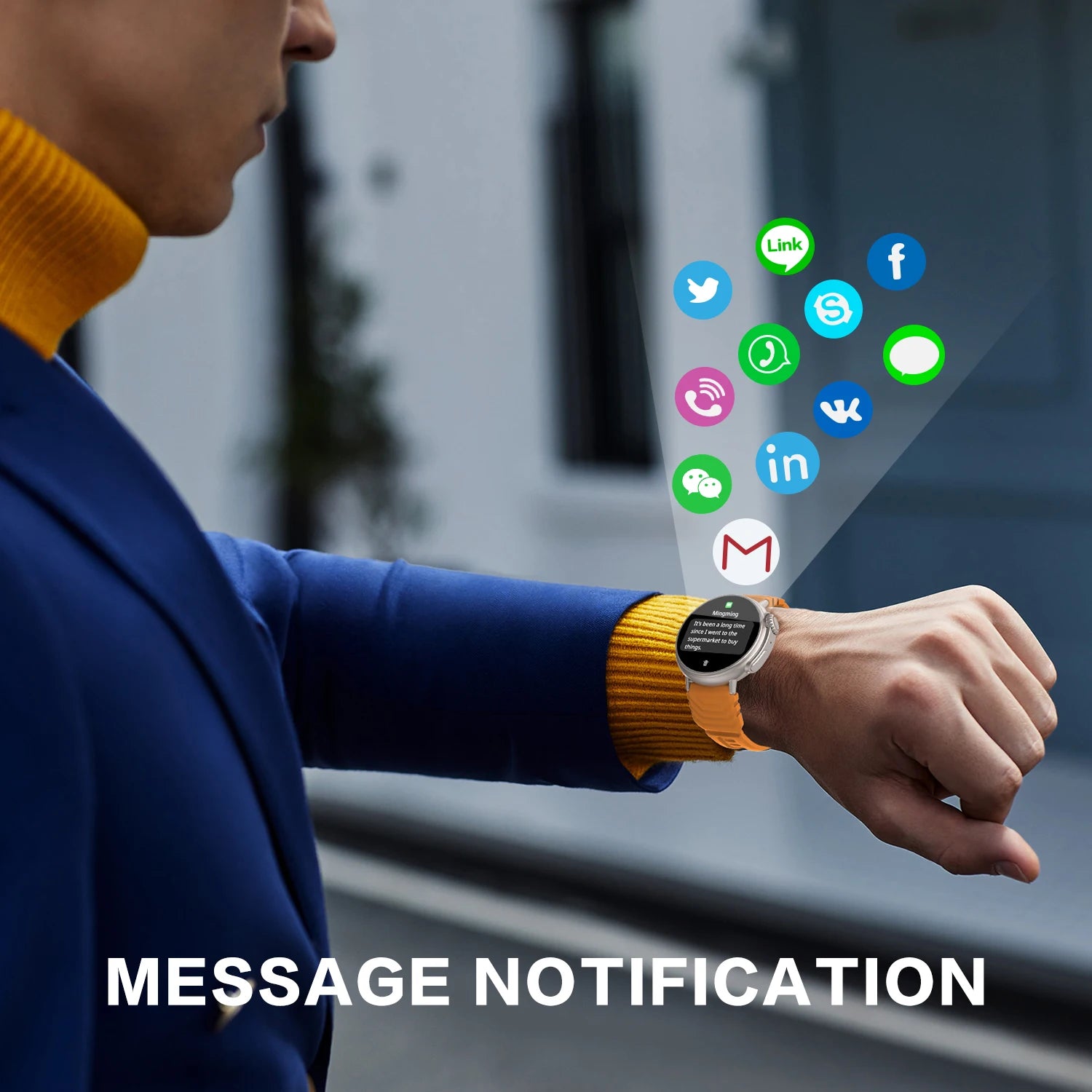 Premium Bluetooth Smart Watch for Men - Sports Fitness Tracker with Heart Rate Monitor & Music Playback - Compatible with Android & iOS