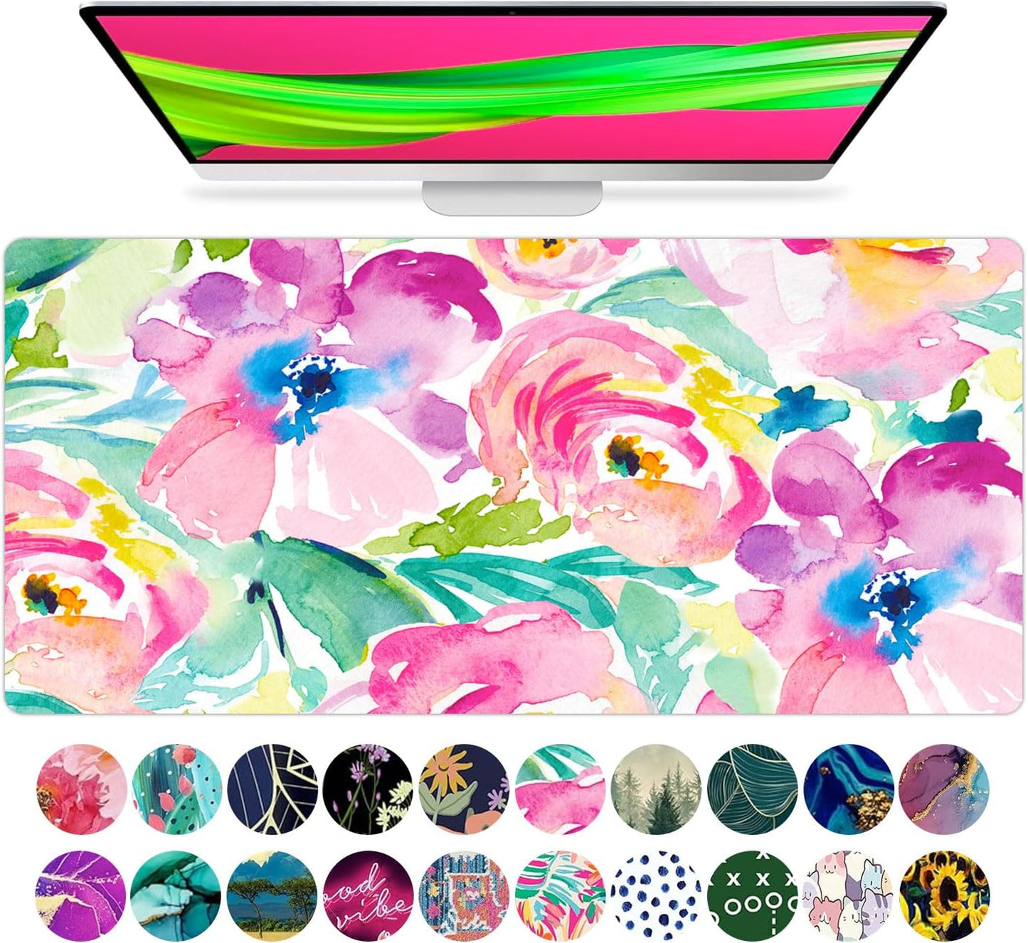 Elegant Pink Floral Large Mouse Pad - XL Desk Mat for Office & School, Perfect Gift for Women & Girls, Stylish Laptop & Keyboard Protector