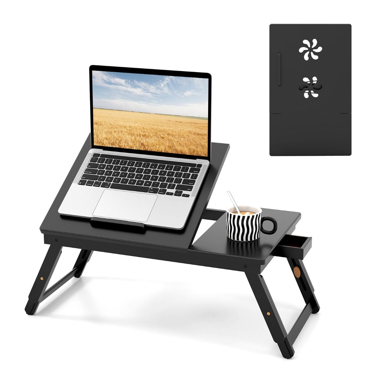 Versatile Adjustable Bamboo Laptop Lap Tray with Tilting Top for Ultimate Comfort
