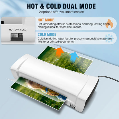A4/A5/A6 Thermal Laminating Machine Compact Lightweight A4 Laminator with Hot and Cold Settings, 3-4Min Quick Warm-Up
