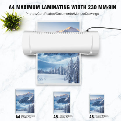 A4/A5/A6 Thermal Laminating Machine Compact Lightweight A4 Laminator with Hot and Cold Settings, 3-4Min Quick Warm-Up