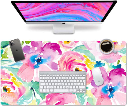 Elegant Pink Floral Large Mouse Pad - XL Desk Mat for Office & School, Perfect Gift for Women & Girls, Stylish Laptop & Keyboard Protector