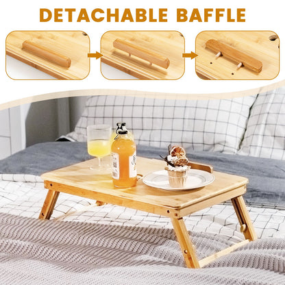 Versatile Adjustable Bamboo Laptop Lap Tray with Tilting Top for Ultimate Comfort